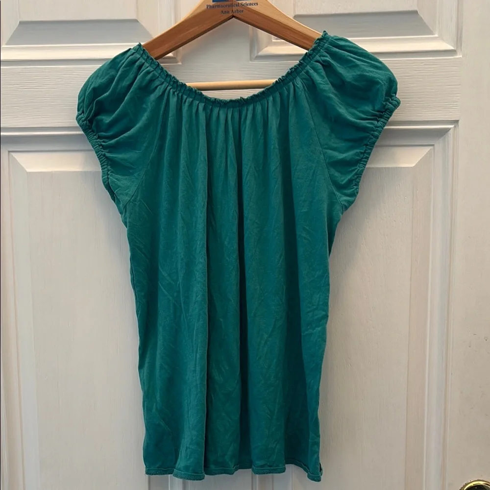 J. Crew Women’s Teal Blue Short Sleeve Shirt, Flutter Sleeve, Buttons, Size S - Picture 17 of 17